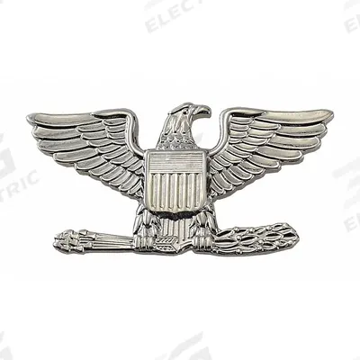 HEROS PRIDE Metal Rank Insignia: Col. Eagle, 1 in, Silver, Metal, Pin and Safety Catch - Metallic Insignia
