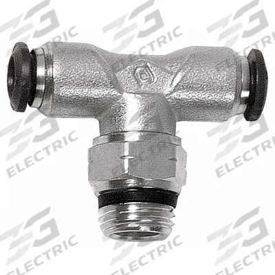 AIGNEP USA Push-Fit Tee Fitting: 6 mm OD x 6 mm OD x 1/8 in Pipe Size, Nickel, Silver - Nickel-Plated Brass Tube Fittings