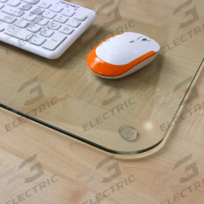 FLOORTEX Desk Protector: Tempered Glass, Clear, 1/5 in Overall Ht - Desk Mats