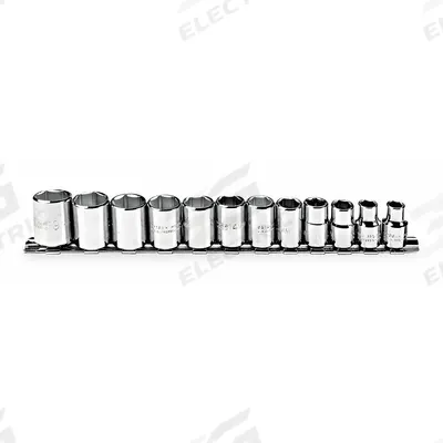 PROTO Socket Set: 3/8 in Drive, 12 Piece, 6-Point, Metric - SAE & Metric Socket Sets