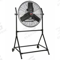 DAYTON Portable Fan: 24 in Blade Dia, Non-Oscillating, 3 Speeds, 52 in Ht, 34 in Wd, Home and Office (MPN 61LD83). Key specifications — Brand: DAYTON; Number of Speeds: 3; Blade Material: Aluminum; Voltage: 120V AC; Application: Home and Office; Phase: Single.