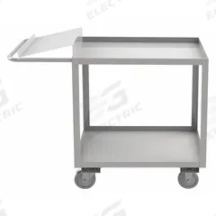 DURHAM MFG Utility Cart: 1,200 lb, 2 Shelves, 51 in L x 18 in W x 39 in H Overall Dim, Flat (MPN SOPC1618362ALU5PU). Key specifications — Caster Wheel/Tread Material: Polyurethane; Brand: DURHAM MFG; Caster/Wheel Configuration: (2) Swivel with Brake.