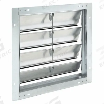 Dayton 19"H-W 6"L Aluminum Wall Backdraft Dampr: For 16 in Fan, Single Panel, 19 in H - Wall-Mount Backdraft Dampers