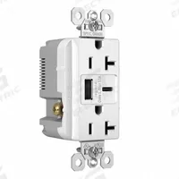 USB Receptacle: Duplex, 5-20R, 2 USB Ports, USB Type A/C, White, 125V AC, 20 A (MPN TR20USBACW). Key specifications — Brand: LEGRAND.