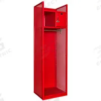 HALLOWELL Gear Locker: 24 3/4 in x 22 in x 84 in, Steel, 2 Shelves, 2 Compartments, Red, Open Front (MPN TGBN42(84)-1C-G-RR-HT). Key specifications — Includes Hanging Rod: Yes; Security Box Location: Top Compartment; Locker Color: Red; Frame Assembled: Assembled; Locker Finish: Galvanneal; Locker Material: Steel; Includes Footlocker: No; Includes Security Box: Yes.