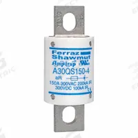 Fuses: A30QS Series, 150 A, 300 V AC, 300 V DC DC Volt Rating, Indicating (MPN A30QS150-4IL). Key specifications — Series: A30QS; Brand: MERSEN; Voltage Type: AC/DC.