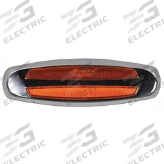 MAXXIMA Clearance Marker Light: Clearance Light, LED, Oval, Surface Mount, Amber, Hole, IP67 (MPN M30332Y). Key specifications — Lens Color: Amber; Brand: MAXXIMA; Electrical Connection: Bullet and Ring Connector; Lighting Technology: LED; Mount Type: Hole; SAE Lens Code: P2.