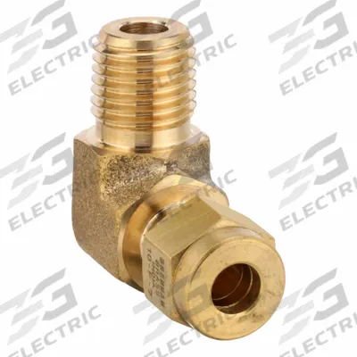 BRENNAN INDUSTRIES Compression Fitting Elbow: 1/4 in OD x 1/4 in Pipe Size, Tube x MNPT - Clean & Bagged Double-Ferrule Brass Compression Fittings