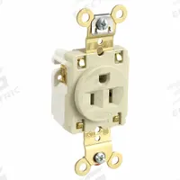 HUBBELL Receptacle: Single, 5-15, Ivory, 125V AC, 15 A, 2 Pole / 3 Wire (MPN HBL5261I)