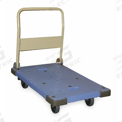 APPROVED VENDOR Platform Truck: 660 lb, 36 in L x 23 1/2 in W x 38 in H Overall Dim., Blue - Plastic-Deck Platform Trucks with Compact Folding Handles