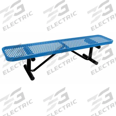 GRAINGER Outdoor Bench: 72 in Overall Lg, 16 3/8 in Overall Ht, Blue, Black - Thermoplastic Coated Steel Benches