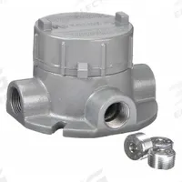 Conduit Outlet Body: Aluminum, GE, 1/2 in Trade Size, XTF Body, 19 cu in Body Capacity (MPN GECXTF-1). Key specifications — Series: For Standard Body; Compatible Conduit Trade Size: 1/2 in; Thread Gender: Female; Hub Style: Threaded; Cover Included: Yes; Body Style: XTF; Connection Type: Threaded; Back Type: Flat.
