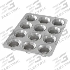 CHICAGO METALLIC Mini Crown Muffin Pan: Aluminized Steel, 12 Slots, 10 5/8 in Overall Wd, Silver (MPN 42754). Key specifications — Pan Style: Muffin Pan; Brand: CHICAGO METALLIC; Color: Silver; Material: Aluminized Steel; NSF Certified: No; Number of Slots: 12.