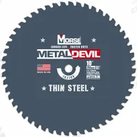 MORSE Circular Saw Blade: 10 in Blade Dia., 52 Teeth, 0.08 in Cut Wd, 5/8 in Arbor Size, Carbide (MPN 102766-WWG). Key specifications — attr1116119: MORSE; attr1145631: Steel.