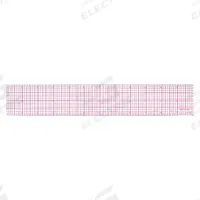WESTCOTT Ruler: B-70, Transparent Grid, 12 in, 0.04 in Thick, 1/16 in, Red, Flex, Beveled Edge, SAE. Key specifications — attr939978: 1/16 in; attr934745: WESTCOTT; attr939993: Decimal; attr986193: Printed.