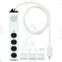 WIREMOLD Outlet Strip: 4 Outlets, 6 ft Cord Lg, 15 A Current, UL 60601-1, White, 5-15P, 2 in Wd (MPN ULM4-6). Key specifications — Brand: WIREMOLD; Mounting Style: Clip.
