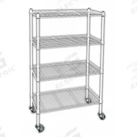 APPROVED VENDOR Wire Shelving Unit: 60 in x 24 in x 68 in, Dry, Split Sleeve, 4 Shelves, White (MPN 3TPE9). Key specifications — attr15738: White; attr14157: Powder Coated; attr14150: Dry; attr14159: Round; attr5304: 4; attr14155: (2) Swivel with Brakes; attr14158: Steel; attr14156: Polymer.