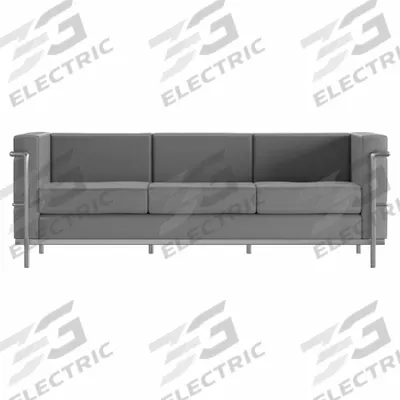 FLASH FURNITURE Sofa: Gray, Gray, Faux Leather, Metal, 65 1/2 in Seat Wd - Sofas