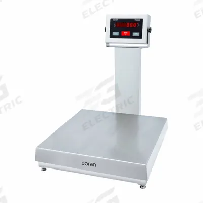 DORAN Industrial Bench Scale: 18 in x 18 in, IP69K, Column-Mounted - Bench Scales with Column-Mounted Indicator