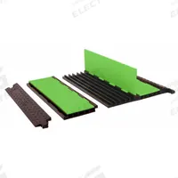 CHECKERS HI-VIZ CABLE PROTECTOR: 5 Channels, Hinged, 1 in Max Cable Dia, 11 3/4 in Wd, 1 7/8 in Ht (MPN YJ5125AMSCTRFLG). Key specifications — Brand: CHECKERS; Color: Hi-Viz Green (Lid)/Black (Base); Component: Cover; Material: Polyurethane.
