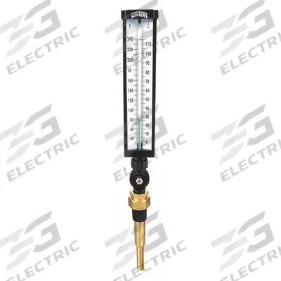 WINTERS Industrial Glass Thermometer: 30°F to 240°F /0°C to 115°C, +/-1% Accuracy - Lead-Free Adjustable-Angle Thermometer with Thermowell