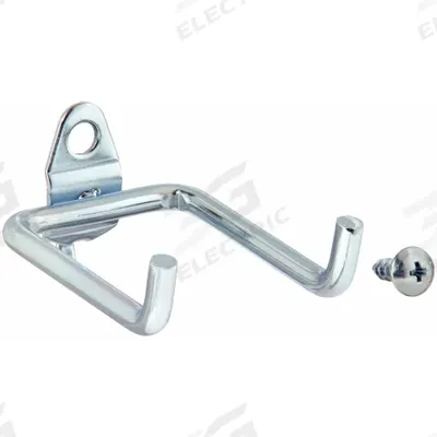 TRITON PRODUCTS Double Rod Pegboard Hook: 1/4 in_1/8 in Peg Hole, Screw-In, Surface, Silver - Hooks for Round-Hole Pegboard