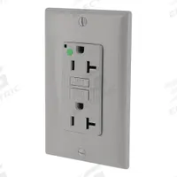 LEVITON GFI Receptacle: Hospital Grade Fed. Spec., Decorator Duplex, 5-20R, Gray, GFCI, 125V AC (MPN GFNT2-HGG)