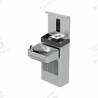 HAWS Drinking Fountain: On-Wall, 8 gph @ 50°F, Push Bar Fountain & Touchless Bottle Filter, Silver (MPN 1211SF). Key specifications — Brand: HAWS; Housing Material: Stainless Steel; Filter Access: Bottom Panel Access; Housing Finish: Satin; Chilling Capacity: 8 gph @ 50°F; Housing Color: Silver.