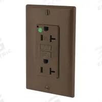 LEVITON GFI Receptacle: Hospital Grade Fed. Spec., Decorator Duplex, 5-20R, Brown, GFCI, 125V AC (MPN GFTR2-HG)