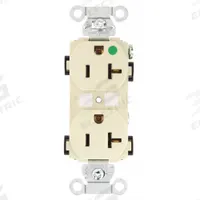 BRYANT Receptacle: Hospital Grade, Duplex, 5-20R, Ivory, 125V AC, 20 A, 2 Pole / 3 Wire (MPN BRY8300HBI)