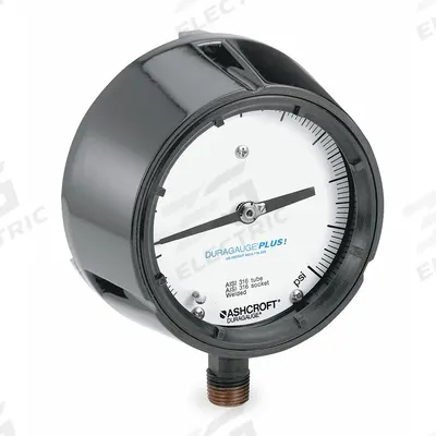 ASHCROFT Process Pressure Gauge: 0 psi to 5,000 psi, White, 4 1/2 in Dial, 1/2 in NPT Male - Vibration-Resistant All-Stainless Steel Wetted Parts & Casing