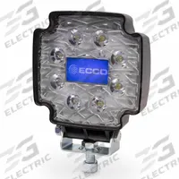 ECCO Vehicle Work Light: Square, Flood, LED, Pedestal, Pigtail, Universal, Surface Mount, Black (MPN EW2102). Key specifications — Housing Color: Black; Brand: ECCO; Electrical Connection: Pigtail; Installation Type: Permanent.