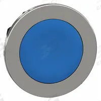 SCHNEIDER Flush Push Button: Blue, 30 mm Mounting Size, Metallic, Maintained (MPN ZB4FH06). Key specifications — Brand: SCHNEIDER; Action: Maintained; Series: XB4; Push Button Material Type: Metallic.