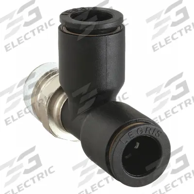 LEGRIS Push-Fit Tee Fitting: 1/2 in OD x 1/2 in OD x 1/4 in Pipe Size, Tube x Tube x MNPT - Nylon & Nickel-Plated Brass Tube Fittings