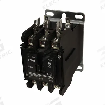 EATON Definite Purpose Magnetic Contactor: 3 Poles, 208-240V AC, 50 A - Non-Reversing Definite Purpose Contactors