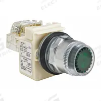 SCHNEIDER Illuminated Push Button: Illuminated, Flush Profile, Non-Metallic, 30 mm, SPDT (MPN 9001K1L35GH13). Key specifications — Brand: SCHNEIDER; Action: Momentary; Series: 9001K; Push Button Material Type: Non-Metallic.