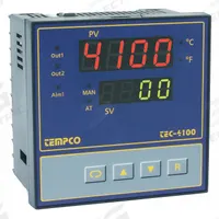 TEMPCO Temperature Controller: TEC-4100, 1/4 DIN Size, TC/RTD Programmable, PID, 90 to 250V AC (MPN TEC56019). Key specifications — Brand: TEMPCO; Alarms: Relay-2A; Control Mode: PID; Current: 0.125; Display Type: Digital; Input Voltage: 90 to 250V AC; Output: 4 to 20 mA; Product Type: Temperature Controller.