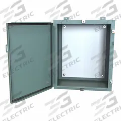 HAMMOND Electrical Enclosure: Steel, 24 in x 20 in x 12 in, NEMA 12/13/3R/4, w/Panel, Solid Cover (MPN 1418N4E12). Key specifications — Closure Method: Clamps; Brand: HAMMOND; Knockouts: Not Included.