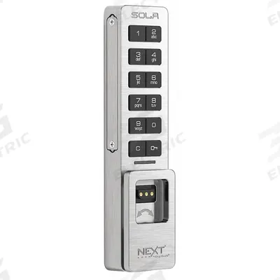 SOLA Electronic Keyless Lock: Brushed Nickel, Cam Latch, 5 1/4 in Body Ht, 1 1/4 in Body Wd - Electronic Keypad Cabinet & Locker Locks