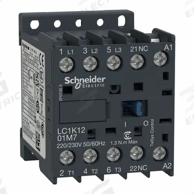 SCHNEIDER Contactor: Non-Reversing, 3 Poles, 3NO Contacts, 12 A - Non-Reversing IEC Contactors