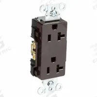 HUBBELL Receptacle: Decorator Duplex, 5-20, Brown, 125V AC, 20 A, 2 Pole / 3 Wire (MPN DR20)