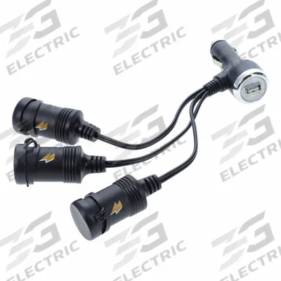 POWERDRIVE Way-3 12V Adapter with USB Port: Power Splitter and Charger, 4 Connections - 12V Auxiliary Splitter & Charger Combos