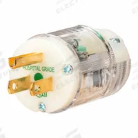 HUBBELL Straight Blade Plug: Hospital Grade, 5-15P, 125V AC, 15 A, 2 Pole, 3 Blade, Clear (MPN HBL8215CTST)