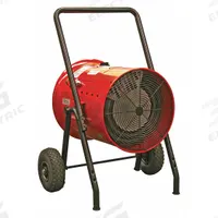 QMARK Portable Electric Salamander Heater: 15kW Watt Output, Hardwired, 240V AC, 3 Phase (MPN MEDH1523A). Key specifications — NEMA Plug Configuration: Hardwired; Includes: 10 in Pneumatic Wheels; Phase: 3; Wattage Output: 15kW; Voltage: 240V AC; Thermal Overheat Protection: One-Time Thermal Fuse; Brand: QMARK; Overall Dimensions - H x W x D: 40 in x 30 in x 24 in.