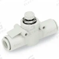 SMC Speed Control Valve: In-Line Fitting, Hex Screw, 1/2 in Valve Body Size, 10 mm Tube, Meter In (MPN AS4002F-10). Key specifications — attr947203: Brass/PBT; attr947205: SMC.