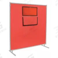 STEINER Welding Curtain with Window: Silicone-Coated Fiberglass, 6 ft Ht, 6 ft Wd, Red (MPN 384-338F-6X6). Key specifications — Brand: STEINER; Curtain Material: Silicone-Coated Fiberglass.