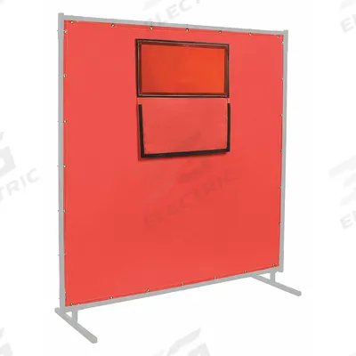 STEINER Welding Curtain with Window: Silicone-Coated Fiberglass, 6 ft Ht, 6 ft Wd - Heavy-Duty Welding Curtains with Window