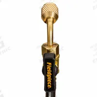 FIELDPIECE Hose: 5 ft Lg, 45° Angle, Black, Rubber, Single Hose, Ball Valve (MPN HR1BM). Key specifications — Brand: FIELDPIECE; Includes Valve: Yes.