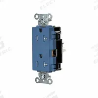 HUBBELL Receptacle: Decorator Duplex, 5-20, Blue, 125V AC, 20 A, 2 Pole / 3 Wire (MPN HBL2162STBLTR)