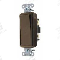 HUBBELL Wall Switch: Rocker Switch, 4-Way, Maintained, Brown, 120/277V AC, 20 A (MPN DS420). Key specifications — Illuminated: No; Voltage Rating: 120/277V AC.